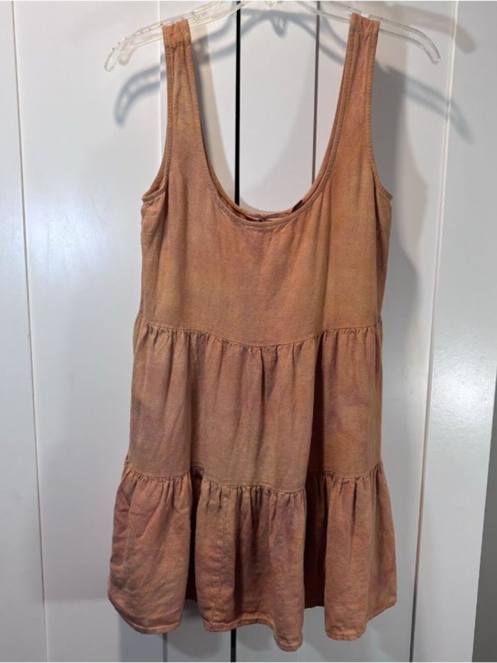 Glassons Linen Blend Tiered Babydoll Tank Top European Flax Tie-Dye Women’s 6 US